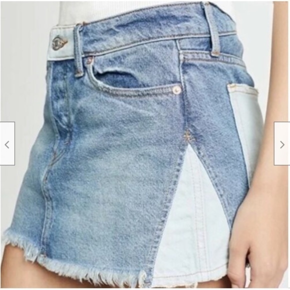 Free People WE THE FREE PATCHED DENIM MINI SKIRT size 26 - Picture 2 of 12